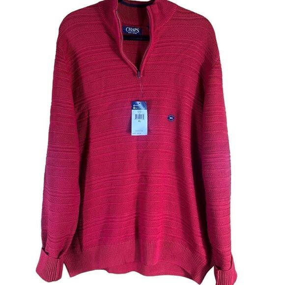 Chaps 1/4 Zip Up Long Sleeve Red Sweater Size XL NWT 📦 - Picture 3 of 9